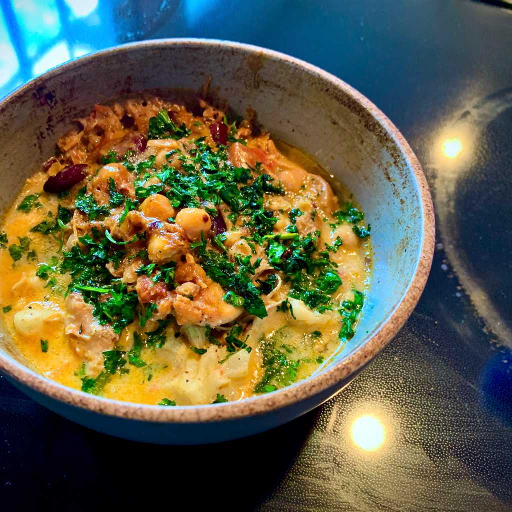 I live in a curry household. We eat curry. We love curry. We live curry. Honestly it worries me a bit sometimes. I make this specific curry once a month, minimum, and eat it for the week that follows.